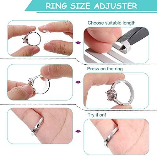 MAYCREATE Ring Size Adjuster for Loose Rings, Invisible Spiral Ring Adjuster Silicone EVA Foam Ring Tightener with Ring Size Measuring Tool & Polishing Cloth Kit MAYCREATE Ring Size Adjuster for Loose Rings, Invisible Spiral Ring Adjuster Silicone EVA Foam Ring Tightener with Ring Size Measuring Tool & Polishing Cloth Kit